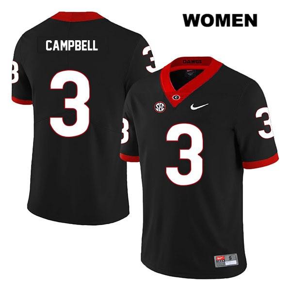Georgia Bulldogs Women's Tyson Campbell #3 NCAA Legend Authentic Black Nike Stitched College Football Jersey PNZ0056PP